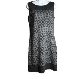 Laundry By Shelli Segal Women's Geometric Box Black And Gray Shift Dress Size 8